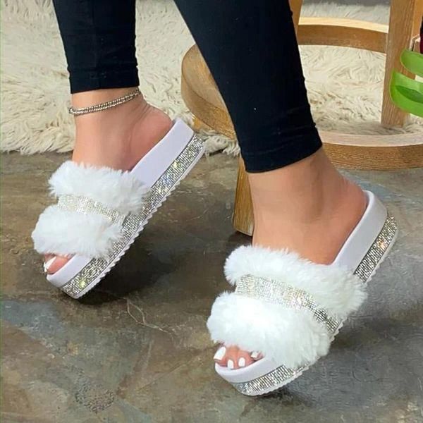 autumn women furry slippers outdoor soft faux fur platform flat shoes woman luxury rhinestone slides casual ladies wsh3794, Black
autumn women furry slippers outdoor soft faux fur platform flat shoes woman luxury rhinestone slides casual ladies wsh3794, Black