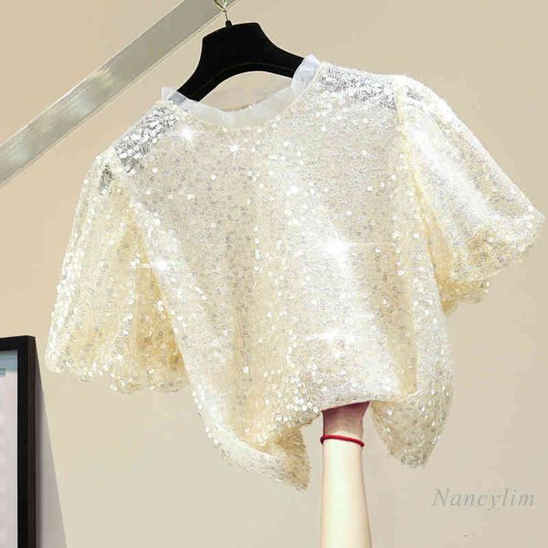 t shirt sequined short sleeve mesh t shirt women's cloth summer korean style loose see-through female ropa mujer, White
t shirt sequined short sleeve mesh t shirt women's cloth summer korean style loose see-through female ropa mujer, White