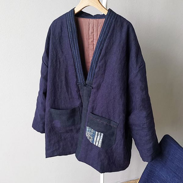 johnature women vintage blue parkas thick v-neck long sleeve linen coats autumn winter button pockets female parkas 210521, Black
johnature women vintage blue parkas thick v-neck long sleeve linen coats autumn winter button pockets female parkas 210521, Black