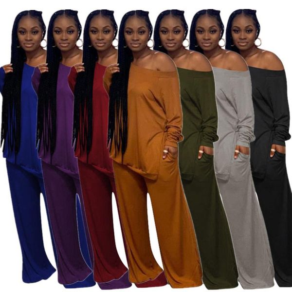 women's two piece pants one shoulder femme full sleeve loose tshirt and wide leg trouser pant set women solid side hight split clothing, White
women's two piece pants one shoulder femme full sleeve loose tshirt and wide leg trouser pant set women solid side hight split clothing, White