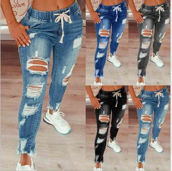 spring and autumn ladies ripped jeans slim slimming fashion all-match elastic waist denim trousers clothes for women ws41, Blue
spring and autumn ladies ripped jeans slim slimming fashion all-match elastic waist denim trousers clothes for women ws41, Blue