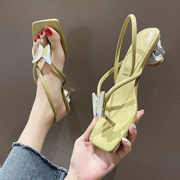 sandals square toe fashion women's butterfly high heels summer shoes ankle straps simple flip flops dress, Black
sandals square toe fashion women's butterfly high heels summer shoes ankle straps simple flip flops dress, Black