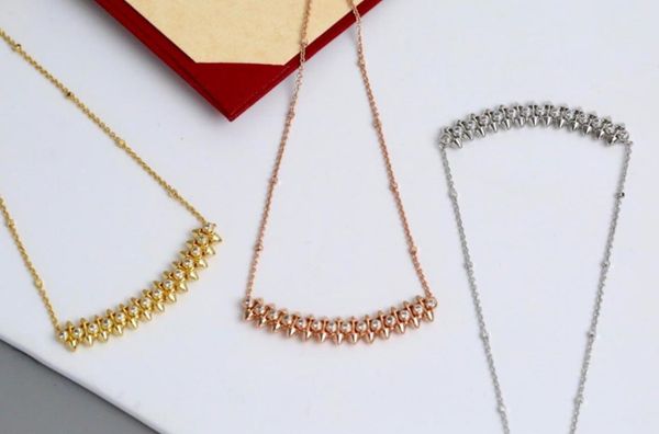 chains 2021 925 sliver european luxury jewelry necklaces for women marking rivets rose gold pendants fashion party classic, Silver
chains 2021 925 sliver european luxury jewelry necklaces for women marking rivets rose gold pendants fashion party classic, Silver