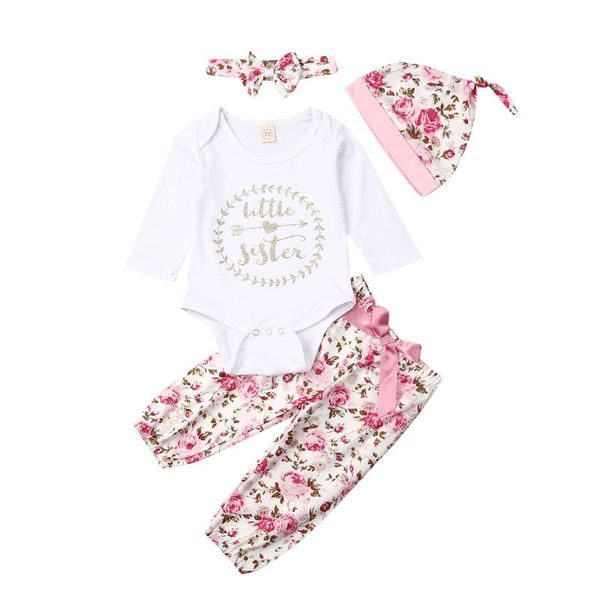 clothing sets 4pcs infant baby girl clothes long sleeve little sister flower pants outfit, White
clothing sets 4pcs infant baby girl clothes long sleeve little sister flower pants outfit, White