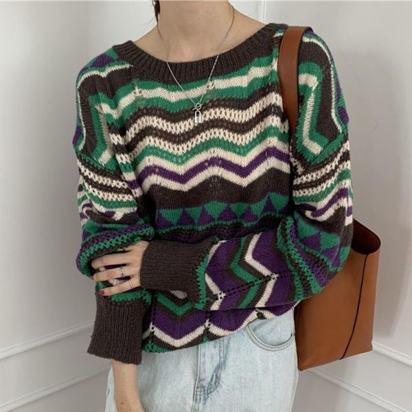 women's sweaters women knitted pullovers sweet retro chic o-neck striped elegant loose 2021 autumn korean casual pull femme, White;black
women's sweaters women knitted pullovers sweet retro chic o-neck striped elegant loose 2021 autumn korean casual pull femme, White;black