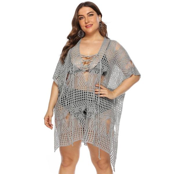 women plus size swimsuit cover up hollow crochet lace-up asymmetric beach dress x7ya women's swimwear, White;black
women plus size swimsuit cover up hollow crochet lace-up asymmetric beach dress x7ya women's swimwear, White;black