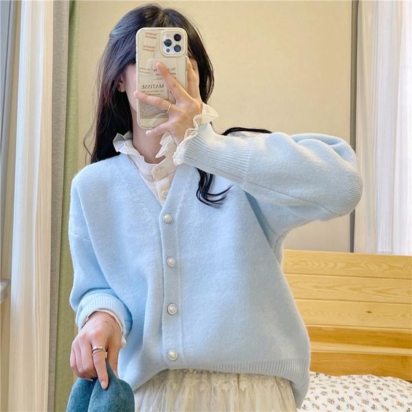 women's knits & tees 2021 autumn cardigan women sweater fall korean fashion blue v-neck knitted lady clothes solid casual pink warm loo, White
women's knits & tees 2021 autumn cardigan women sweater fall korean fashion blue v-neck knitted lady clothes solid casual pink warm loo, White