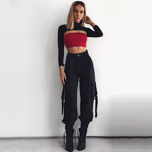 women's pants & capris women streetwear cargo casual joggers black high waist zipper down loose female harem korean style ladies trouse, Black;white
women's pants & capris women streetwear cargo casual joggers black high waist zipper down loose female harem korean style ladies trouse, Black;white