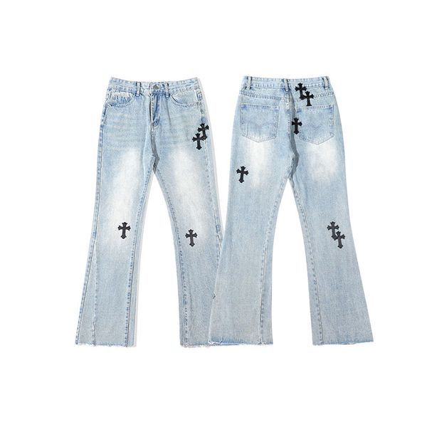 crosin high street style cross pu embroidery jeans men's fashion brand loose micro trumpet pants brand rvwk, White;black
crosin high street style cross pu embroidery jeans men's fashion brand loose micro trumpet pants brand rvwk, White;black