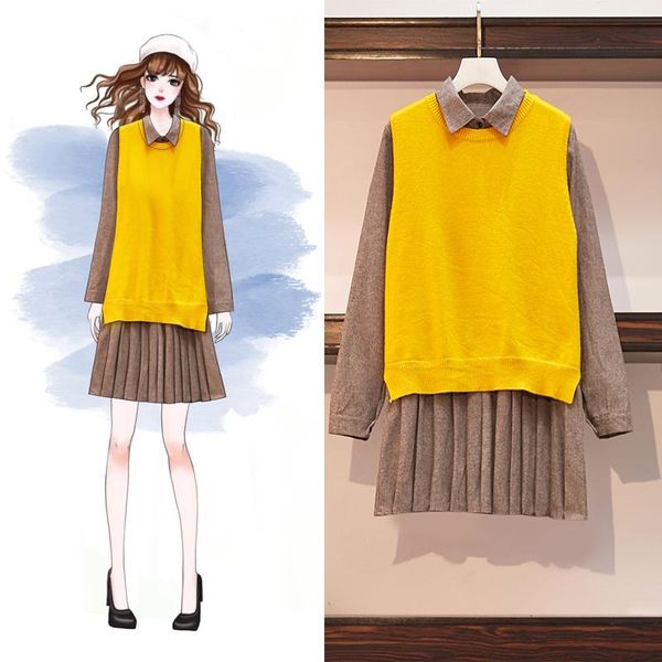 casual dresses a style of loose and fat sister's mid-long sweater, two-piece, Black;gray
casual dresses a style of loose and fat sister's mid-long sweater, two-piece, Black;gray