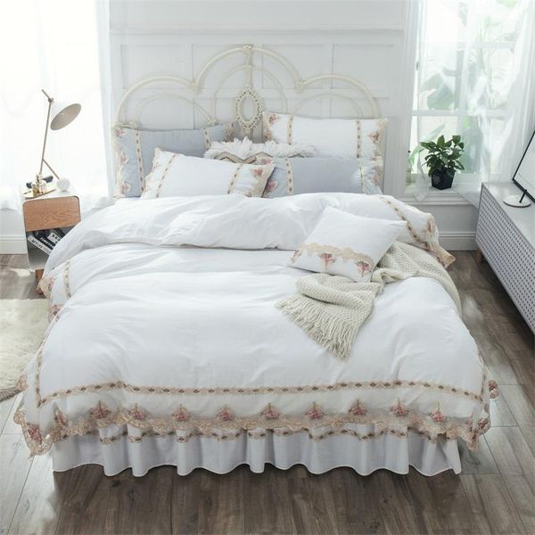 bedding sets white embroidered luxury princess bed skirt pillowcases 100 cotton 4pcs solid color duvet cover set king size
bedding sets white embroidered luxury princess bed skirt pillowcases 100 cotton 4pcs solid color duvet cover set king size