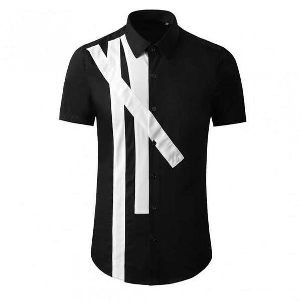 patch splicing mens shirts short sleeve black white casual dress slim fit party male 3xl men's, White;black
patch splicing mens shirts short sleeve black white casual dress slim fit party male 3xl men's, White;black