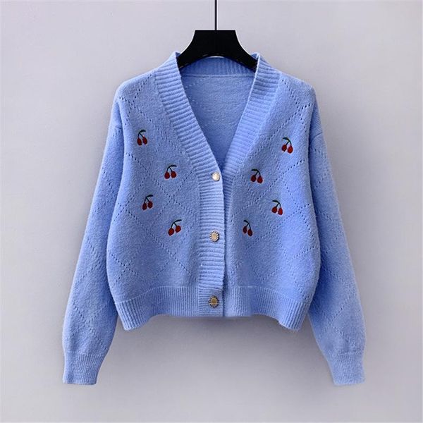 women's knits & tees e-girl ladies knit cardigan sweater loose cherry embroidery 2021 spring and autumn college style fashion temperame, White
women's knits & tees e-girl ladies knit cardigan sweater loose cherry embroidery 2021 spring and autumn college style fashion temperame, White