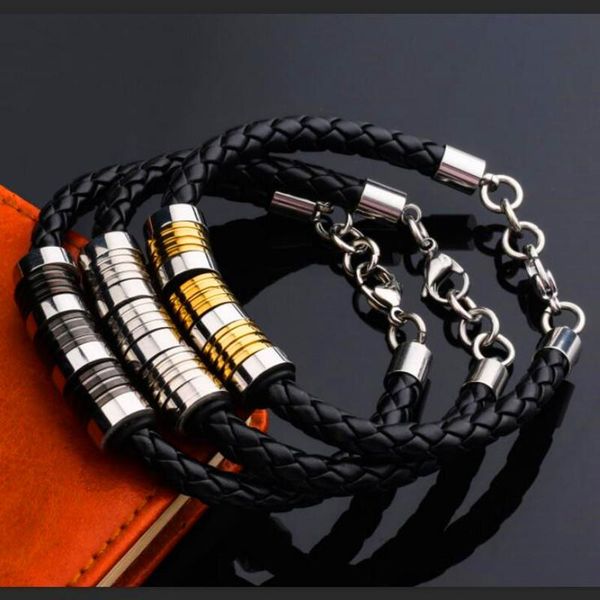 charm bracelets fashion simple leather braided bracelet gold black silver stainless steel beading wristband men female wrist band couple gif, Golden;silver
charm bracelets fashion simple leather braided bracelet gold black silver stainless steel beading wristband men female wrist band couple gif, Golden;silver