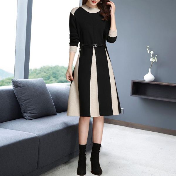 casual dresses women knitted dress elegant office lady autumn winter long sleeve elastic slim sweater fashion patchwork vestidos, Black;gray
casual dresses women knitted dress elegant office lady autumn winter long sleeve elastic slim sweater fashion patchwork vestidos, Black;gray