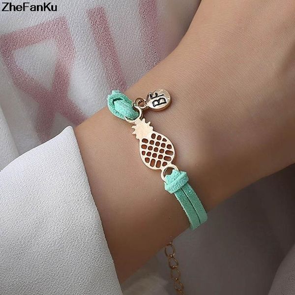 simple gold pineapple letter bf round pendant double leather velvet rope bracelets for women drop charm, Golden;silver
simple gold pineapple letter bf round pendant double leather velvet rope bracelets for women drop charm, Golden;silver