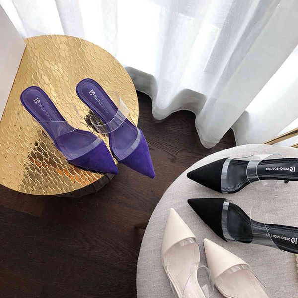 sandals autumn summer women slides pointed toe transparent slip on slippers elegant pumps thin high heels ek26, Black
sandals autumn summer women slides pointed toe transparent slip on slippers elegant pumps thin high heels ek26, Black