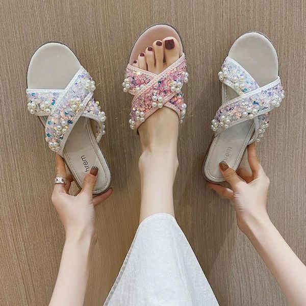 shoes woman's slippers string bead shale female beach slides fashion 2021 summer flat sabot luxury basic bling pu fem, Black
shoes woman's slippers string bead shale female beach slides fashion 2021 summer flat sabot luxury basic bling pu fem, Black