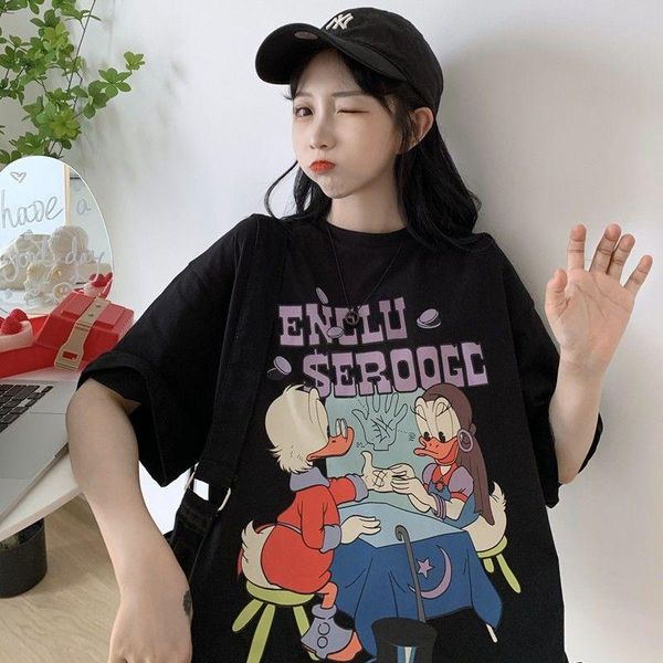 women's t-shirt harajuku t shirt women aesthetic gothic punk ulzzang duck printed summer hip hop y2k, White
women's t-shirt harajuku t shirt women aesthetic gothic punk ulzzang duck printed summer hip hop y2k, White