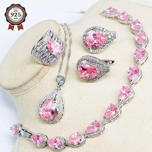wedding jewelry sets pink cubic zirconia for women drop water necklace hoop earring ring bracelets birthday gift, Slivery;golden
wedding jewelry sets pink cubic zirconia for women drop water necklace hoop earring ring bracelets birthday gift, Slivery;golden