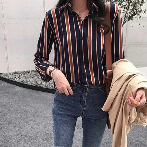 fashion women striped print loose lapel blouse vintage long sleeve casual shirt women's blouses & shirts, White
fashion women striped print loose lapel blouse vintage long sleeve casual shirt women's blouses & shirts, White