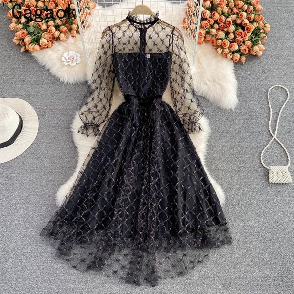 casual dresses gagaok korean chic dress women 2021 spring autumn stand vintage solid empire full midi elegant fashion vestidos, Black;gray
casual dresses gagaok korean chic dress women 2021 spring autumn stand vintage solid empire full midi elegant fashion vestidos, Black;gray