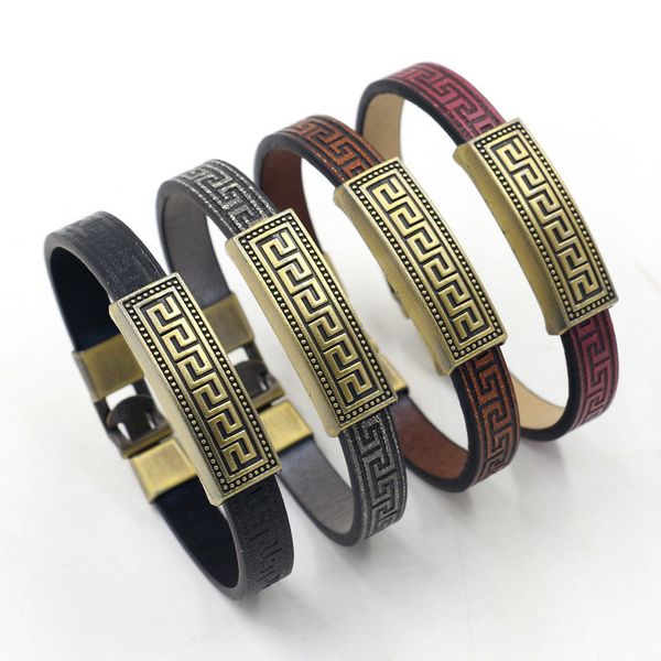 wristbands popular ethnic style jewelry bracelet simple great wall pattern pu leather fashionable men's loop pair buckle accessories pu, Golden;silver
wristbands popular ethnic style jewelry bracelet simple great wall pattern pu leather fashionable men's loop pair buckle accessories pu, Golden;silver