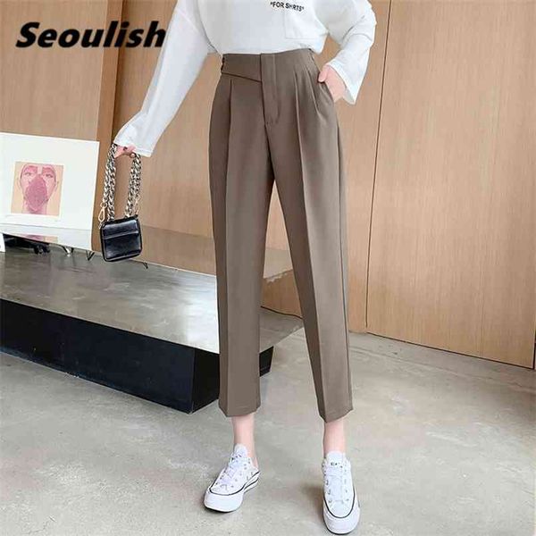 autumn formal women harem pants elatic waist elegant office lady buttons ankle-length straight pockets korean 210915, Black;white
autumn formal women harem pants elatic waist elegant office lady buttons ankle-length straight pockets korean 210915, Black;white