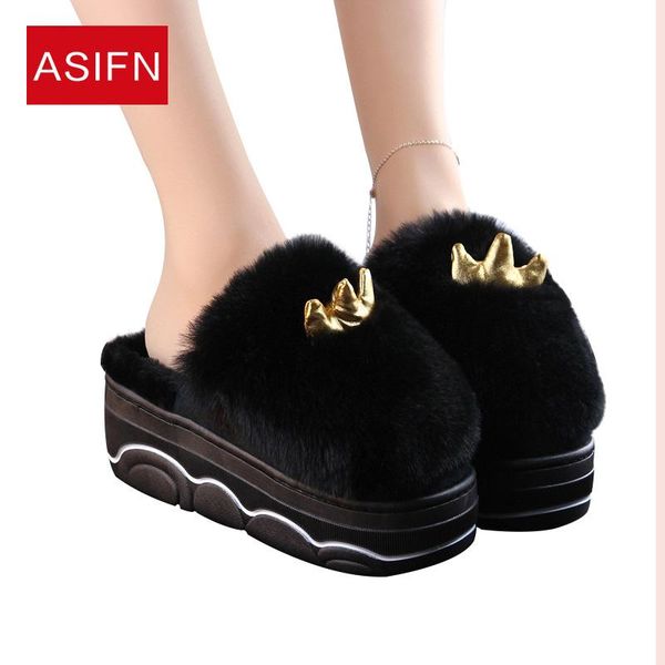 slippers winter muffin bottom cotton cute cartoon crown warm high heel thick home women's shoes zapatillas mujer, Black
slippers winter muffin bottom cotton cute cartoon crown warm high heel thick home women's shoes zapatillas mujer, Black