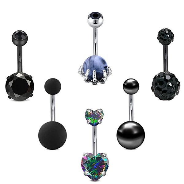 14g belly button rings for women girls surgical stainless steel zircon navel ring body piercing jewelry 6pcs/set, Silver
14g belly button rings for women girls surgical stainless steel zircon navel ring body piercing jewelry 6pcs/set, Silver