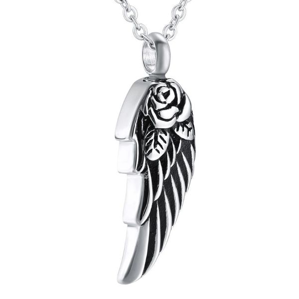 pendant necklaces ijd8371 stainless steel angel wing with rose cremation urn necklace memorial keepsake jewelry, Silver
pendant necklaces ijd8371 stainless steel angel wing with rose cremation urn necklace memorial keepsake jewelry, Silver