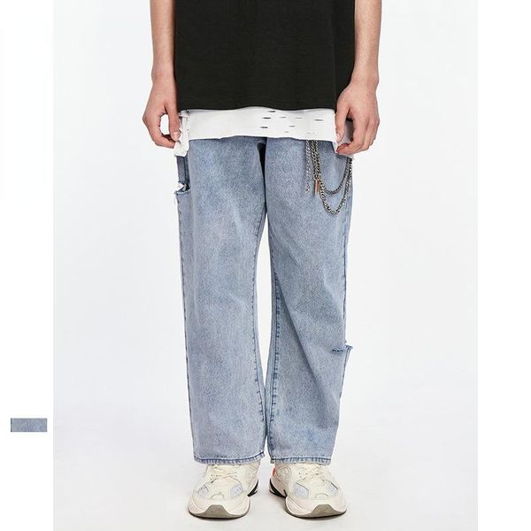 men's pants high street fashion ins student youth korean loose brand side hole wide leg straight jeans men, Black
men's pants high street fashion ins student youth korean loose brand side hole wide leg straight jeans men, Black