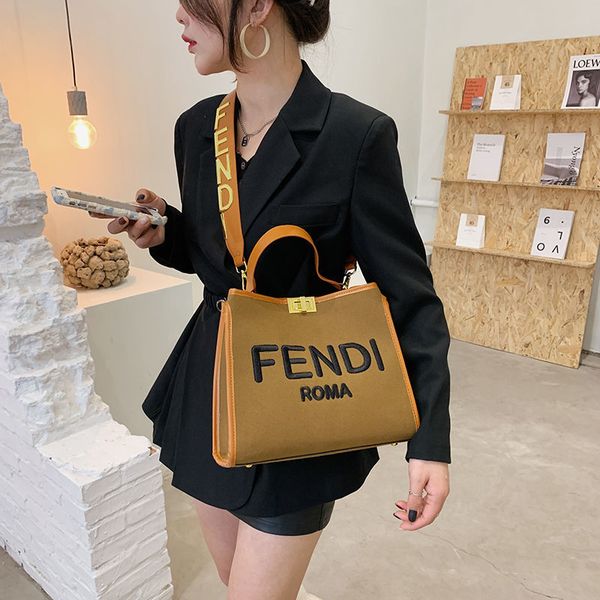 large capacity hand-held one shoulder cross carry women's fen f family tote shopping bag embroidered letter versatile canvas crossbody
large capacity hand-held one shoulder cross carry women's fen f family tote shopping bag embroidered letter versatile canvas crossbody