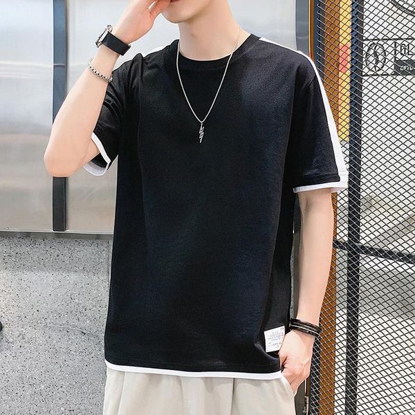men's t-shirts 100% cotton men tee in casual style color contrast patchwork on sleeves and hem with woven label youngthful shirt m-3xlf, White;black
men's t-shirts 100% cotton men tee in casual style color contrast patchwork on sleeves and hem with woven label youngthful shirt m-3xlf, White;black