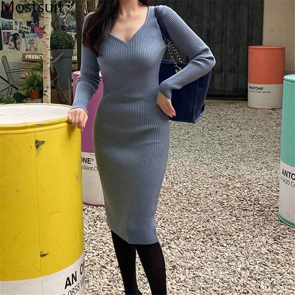 korean v-neck knitted pencil dress women spring full sleeve elegant female solid fashion dresses vestidos femme 210518, Black;gray
korean v-neck knitted pencil dress women spring full sleeve elegant female solid fashion dresses vestidos femme 210518, Black;gray