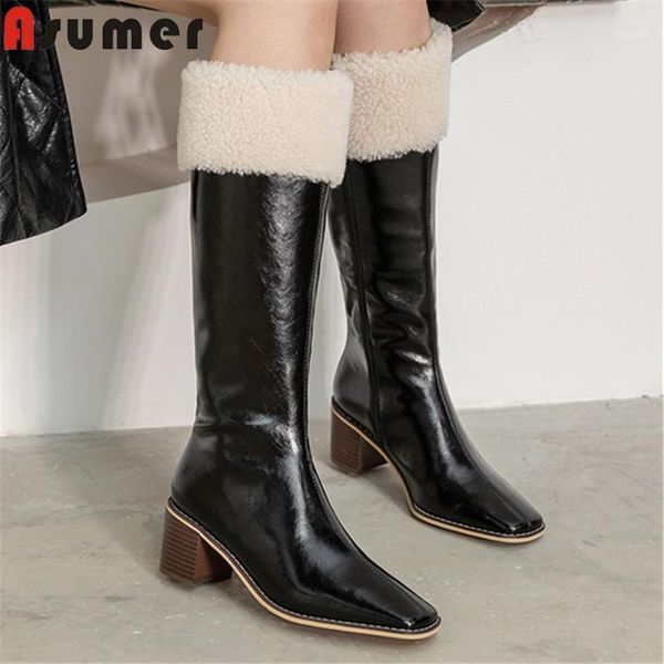 boots asumer 2021 winter women genuine leather high heel casual shoes square toe fashion cool knee women11, Black
boots asumer 2021 winter women genuine leather high heel casual shoes square toe fashion cool knee women11, Black