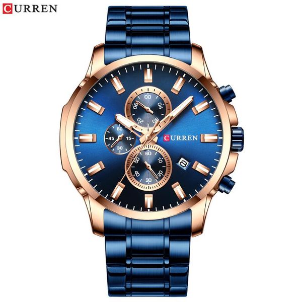 wristwatches curren/ karin 8348 men's watch waterproof shi ying steel band six-pin multifunctional calendar watch., Slivery;brown
wristwatches curren/ karin 8348 men's watch waterproof shi ying steel band six-pin multifunctional calendar watch., Slivery;brown