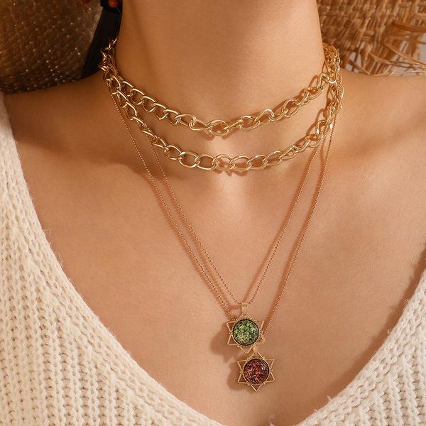 chokers shiny rhinestone star pendant necklace for women charming gold multilayer chain party boho jewelry accessories, Golden;silver
chokers shiny rhinestone star pendant necklace for women charming gold multilayer chain party boho jewelry accessories, Golden;silver