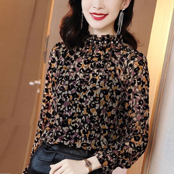 women spring autumn style blouses shirts lady casual long sleeve stand collar leopard printed blusas df3957 women's &, White
women spring autumn style blouses shirts lady casual long sleeve stand collar leopard printed blusas df3957 women's &, White