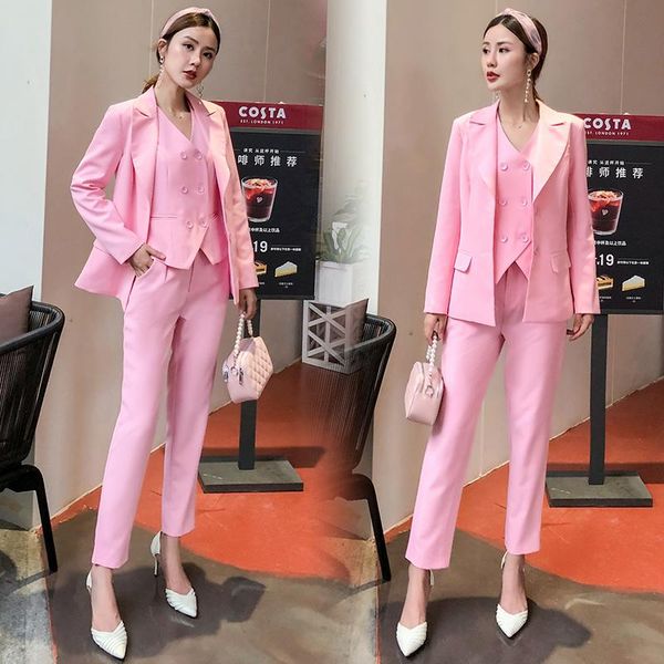 women's suits 2021 autumn and winter temperament slim professional suit jacket vest casual trousers three-piece two piece pants, White
women's suits 2021 autumn and winter temperament slim professional suit jacket vest casual trousers three-piece two piece pants, White