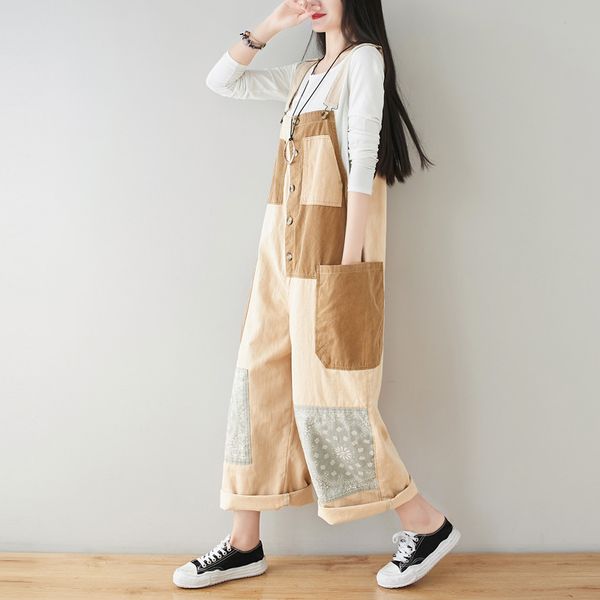 johnature women vintage loose spring jumpsuits patchwork color pockets print floral button female jumpsuits 210521, Black;white
johnature women vintage loose spring jumpsuits patchwork color pockets print floral button female jumpsuits 210521, Black;white