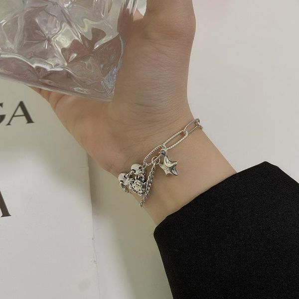 link, chain animal bracelet woman pentagram bracelets ladies hollow silver color trendy korean stainless steel pulseras, Black
link, chain animal bracelet woman pentagram bracelets ladies hollow silver color trendy korean stainless steel pulseras, Black