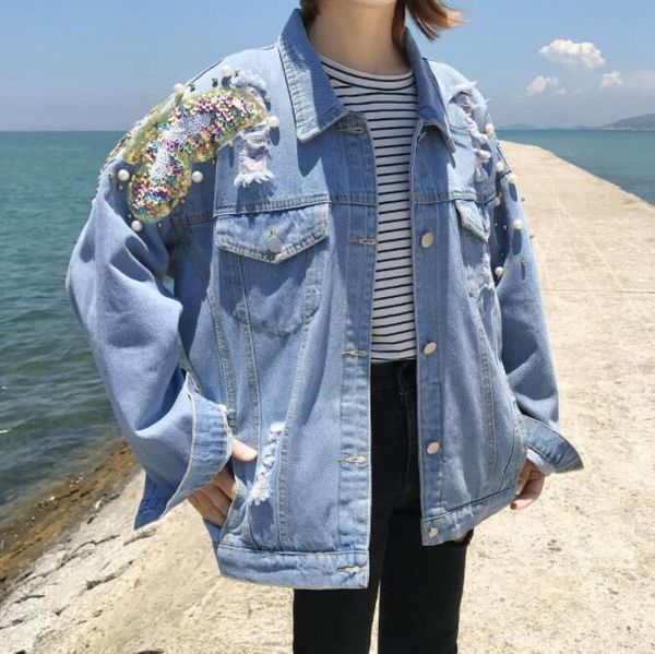 women's jackets denim jacket female 2021 butterfly sequin beaded hole loose bf, Black;brown
women's jackets denim jacket female 2021 butterfly sequin beaded hole loose bf, Black;brown