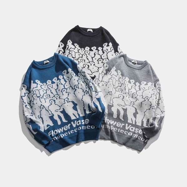boutique sweater autumn and winter 2021 men's pullover round neck versatile knitwear wear, White;black
boutique sweater autumn and winter 2021 men's pullover round neck versatile knitwear wear, White;black