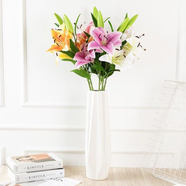 decorative flowers & wreaths artificial flower lily silk bouquet 3 head fake for wedding decoration el garden home decor
decorative flowers & wreaths artificial flower lily silk bouquet 3 head fake for wedding decoration el garden home decor