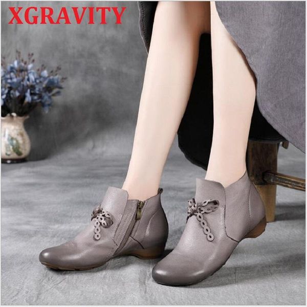 boots xgravity butterfly knot chunky short heel fashion zip women footwear genuine leather gray color lady ankle s079, Black
boots xgravity butterfly knot chunky short heel fashion zip women footwear genuine leather gray color lady ankle s079, Black