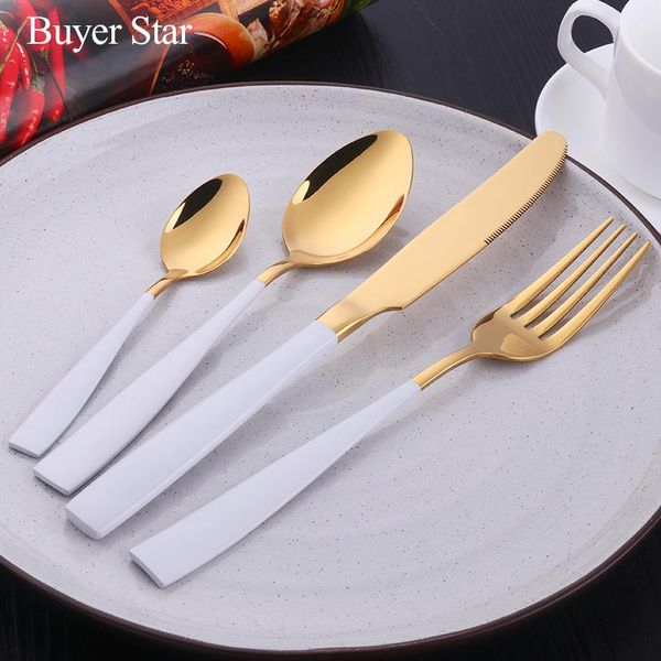 buyer star 24pcs white gold flatware set stainless steel cutlery knife fork tableware cutleries western sets
buyer star 24pcs white gold flatware set stainless steel cutlery knife fork tableware cutleries western sets