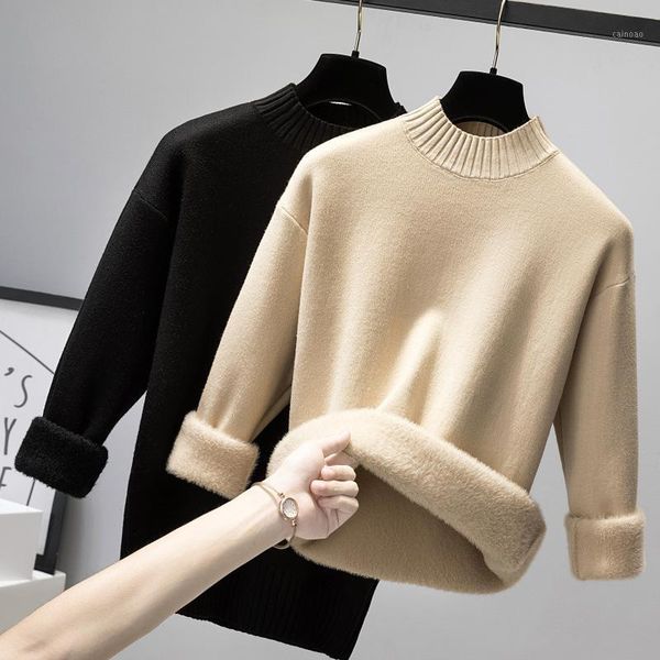 women's sweaters winter velvet half turtleneck sweater women thickened one-piece self-cultivation with a warm knitted bottoming shirt, White;black
women's sweaters winter velvet half turtleneck sweater women thickened one-piece self-cultivation with a warm knitted bottoming shirt, White;black