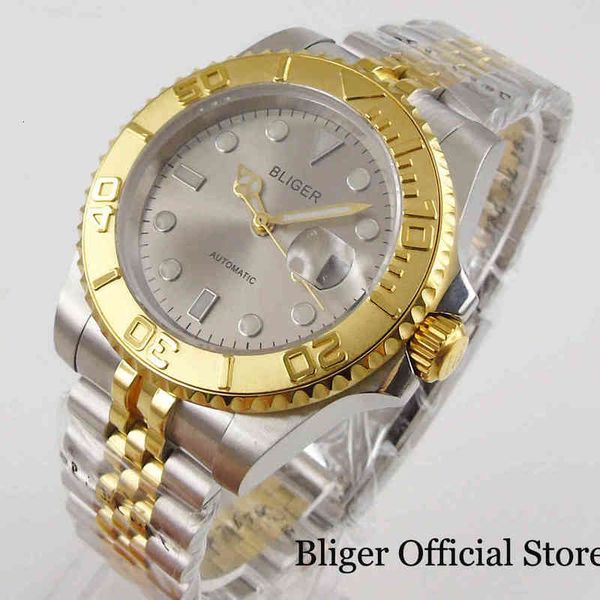 bliger brand 40mm gold luxury coated automatic men's watch miyota movement jubilee band rotating belt, Slivery;brown
bliger brand 40mm gold luxury coated automatic men's watch miyota movement jubilee band rotating belt, Slivery;brown