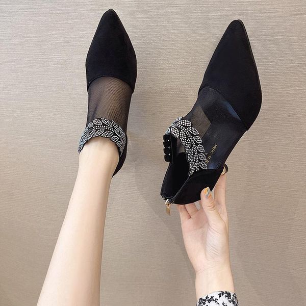 sandals lady pumps crystal decor solid color pointed toe shoes for women high heels mesh breathable party stiletto mujer, Black
sandals lady pumps crystal decor solid color pointed toe shoes for women high heels mesh breathable party stiletto mujer, Black